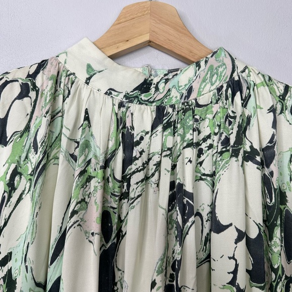 Asos Maxi Dress Size 10 Green Marble Print High Neck Tiered BNWT - Picture 2 of 13